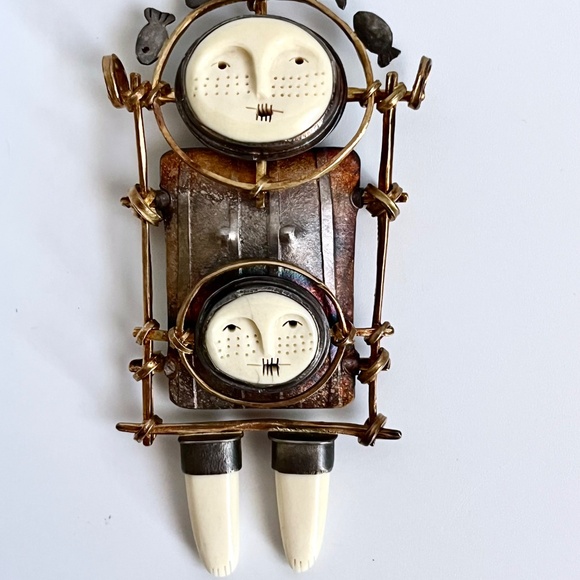 Carolyn Morris Bach Brooch Pendant Sterling Silver and 18K Gold - Picture 2 of 15